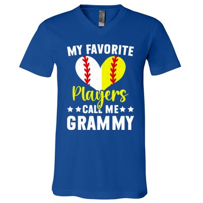 Favorite Players Call Me Grammy Baseball Softball Grammy Cute Gift V-Neck T-Shirt