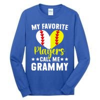 Favorite Players Call Me Grammy Baseball Softball Grammy Cute Gift Tall Long Sleeve T-Shirt