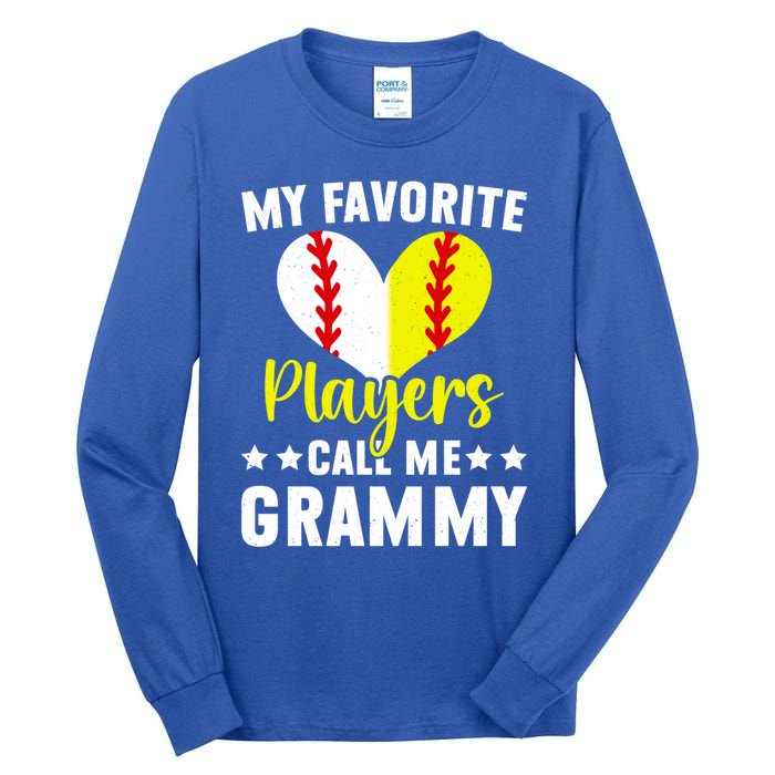 Favorite Players Call Me Grammy Baseball Softball Grammy Cute Gift Tall Long Sleeve T-Shirt