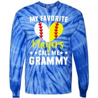 Favorite Players Call Me Grammy Baseball Softball Grammy Cute Gift Tie-Dye Long Sleeve Shirt