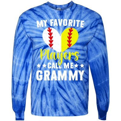 Favorite Players Call Me Grammy Baseball Softball Grammy Cute Gift Tie-Dye Long Sleeve Shirt