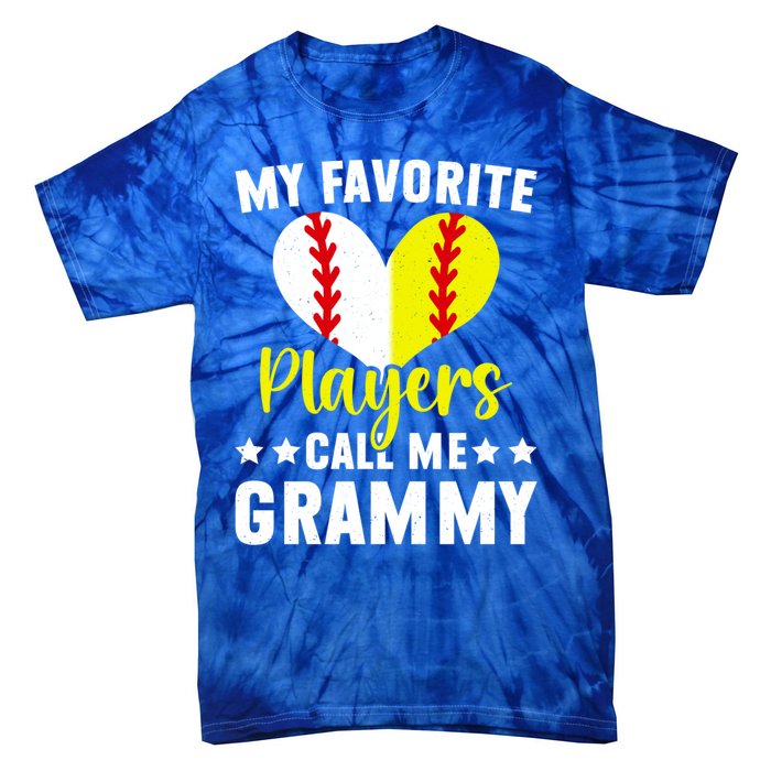 Favorite Players Call Me Grammy Baseball Softball Grammy Cute Gift Tie-Dye T-Shirt