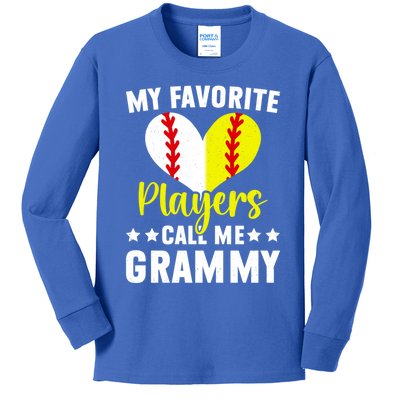 Favorite Players Call Me Grammy Baseball Softball Grammy Cute Gift Kids Long Sleeve Shirt