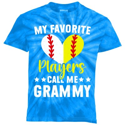 Favorite Players Call Me Grammy Baseball Softball Grammy Cute Gift Kids Tie-Dye T-Shirt