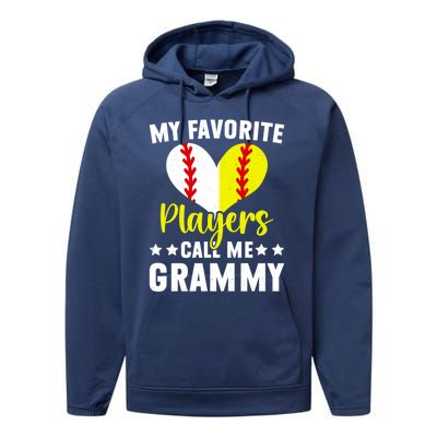 Favorite Players Call Me Grammy Baseball Softball Grammy Cute Gift Performance Fleece Hoodie