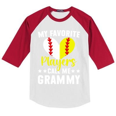 Favorite Players Call Me Grammy Baseball Softball Grammy Cute Gift Kids Colorblock Raglan Jersey