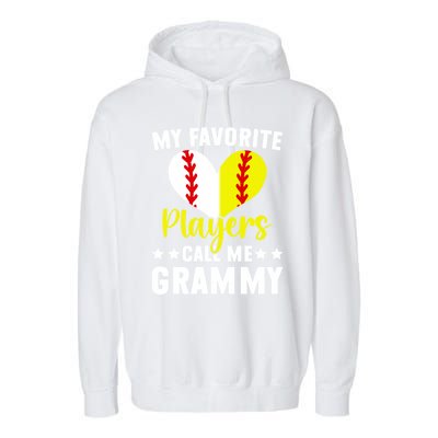 Favorite Players Call Me Grammy Baseball Softball Grammy Cute Gift Garment-Dyed Fleece Hoodie