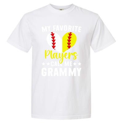 Favorite Players Call Me Grammy Baseball Softball Grammy Cute Gift Garment-Dyed Heavyweight T-Shirt