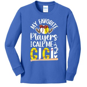 Favorite Players Call Me Gigi Baseball Softball Gigi Grandma Meaningful Gift Kids Long Sleeve Shirt