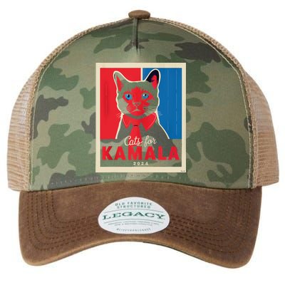 Funny Political Cats For Kamala Feline Lover Supporter Legacy Tie Dye Trucker Hat