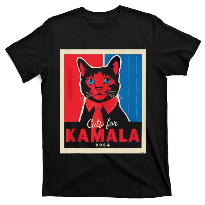 Funny Political Cats For Kamala Feline Lover Supporter T-Shirt