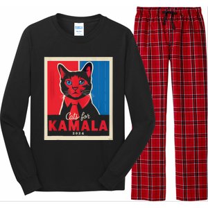 Funny Political Cats For Kamala Feline Lover Supporter Long Sleeve Pajama Set