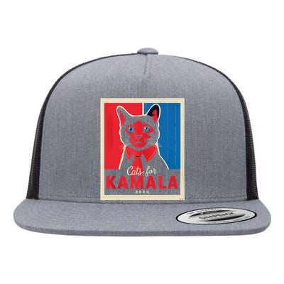 Funny Political Cats For Kamala Feline Lover Supporter Flat Bill Trucker Hat