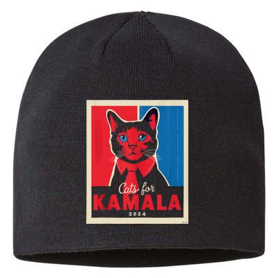 Funny Political Cats For Kamala Feline Lover Supporter Sustainable Beanie