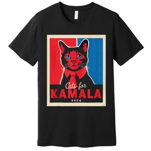 Funny Political Cats For Kamala Feline Lover Supporter Premium T-Shirt