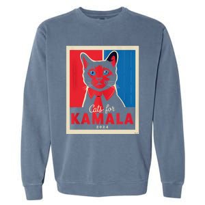 Funny Political Cats For Kamala Feline Lover Supporter Garment-Dyed Sweatshirt