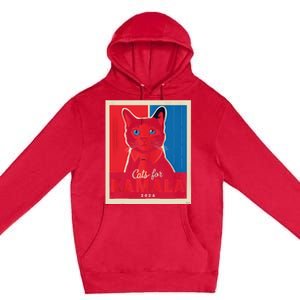 Funny Political Cats For Kamala Feline Lover Supporter Premium Pullover Hoodie