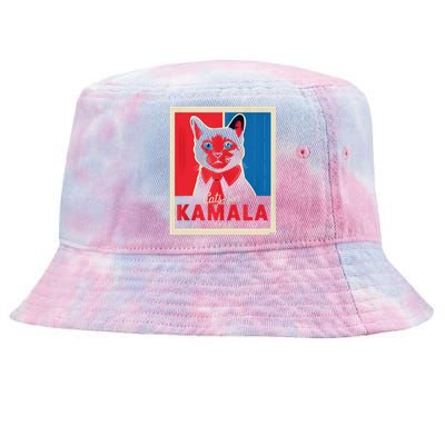 Funny Political Cats For Kamala Feline Lover Supporter Tie-Dyed Bucket Hat