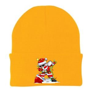 Funny Pickleball Christmas Dabbing Santa Playing Pickleball Knit Cap Winter Beanie