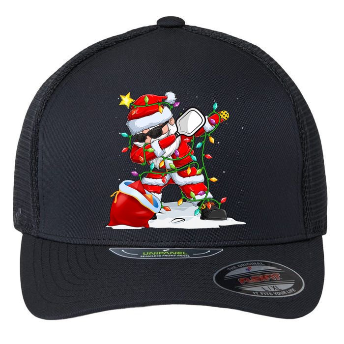 Funny Pickleball Christmas Dabbing Santa Playing Pickleball Flexfit Unipanel Trucker Cap