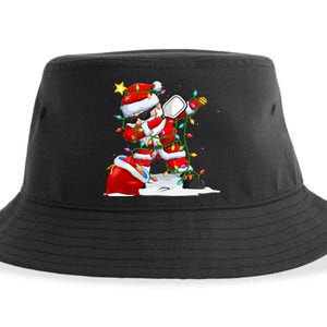 Funny Pickleball Christmas Dabbing Santa Playing Pickleball Sustainable Bucket Hat