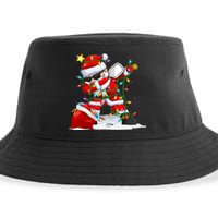 Funny Pickleball Christmas Dabbing Santa Playing Pickleball Sustainable Bucket Hat