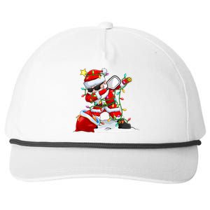 Funny Pickleball Christmas Dabbing Santa Playing Pickleball Snapback Five-Panel Rope Hat