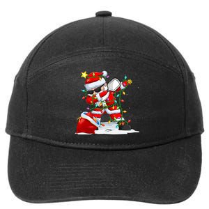 Funny Pickleball Christmas Dabbing Santa Playing Pickleball 7-Panel Snapback Hat