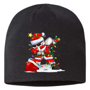 Funny Pickleball Christmas Dabbing Santa Playing Pickleball Sustainable Beanie