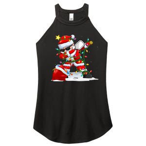 Funny Pickleball Christmas Dabbing Santa Playing Pickleball Women’s Perfect Tri Rocker Tank