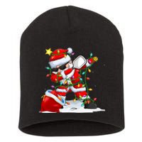 Funny Pickleball Christmas Dabbing Santa Playing Pickleball Short Acrylic Beanie