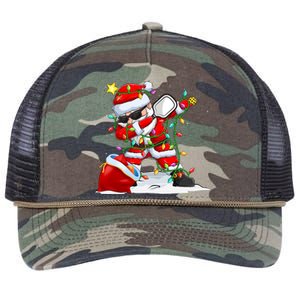 Funny Pickleball Christmas Dabbing Santa Playing Pickleball Retro Rope Trucker Hat Cap