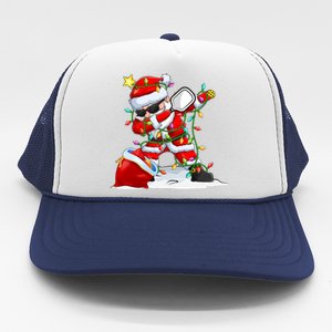 Funny Pickleball Christmas Dabbing Santa Playing Pickleball Trucker Hat