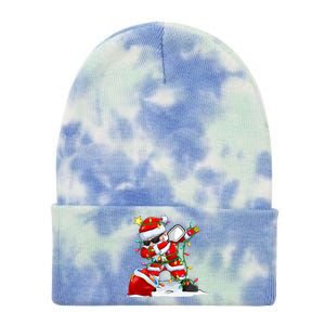 Funny Pickleball Christmas Dabbing Santa Playing Pickleball Tie Dye 12in Knit Beanie