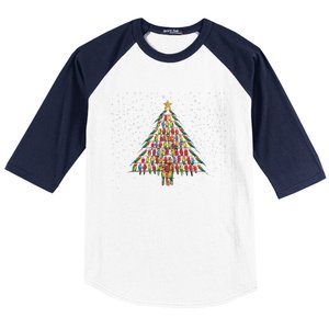 Funny Parrot Christmas Tree Macaw Cockatiel Parrot Xmas Baseball Sleeve Shirt