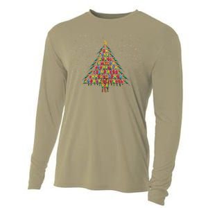 Funny Parrot Christmas Tree Macaw Cockatiel Parrot Xmas Cooling Performance Long Sleeve Crew