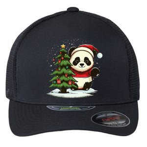 Festive Panda Claus for Christmas Celebration Flexfit Unipanel Trucker Cap