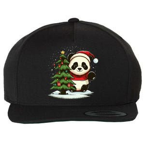 Festive Panda Claus for Christmas Celebration Wool Snapback Cap