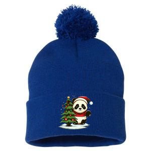 Festive Panda Claus for Christmas Celebration Pom Pom 12in Knit Beanie