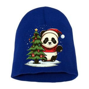 Festive Panda Claus for Christmas Celebration Short Acrylic Beanie