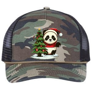 Festive Panda Claus for Christmas Celebration Retro Rope Trucker Hat Cap