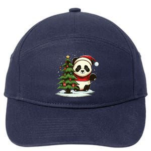 Festive Panda Claus for Christmas Celebration 7-Panel Snapback Hat