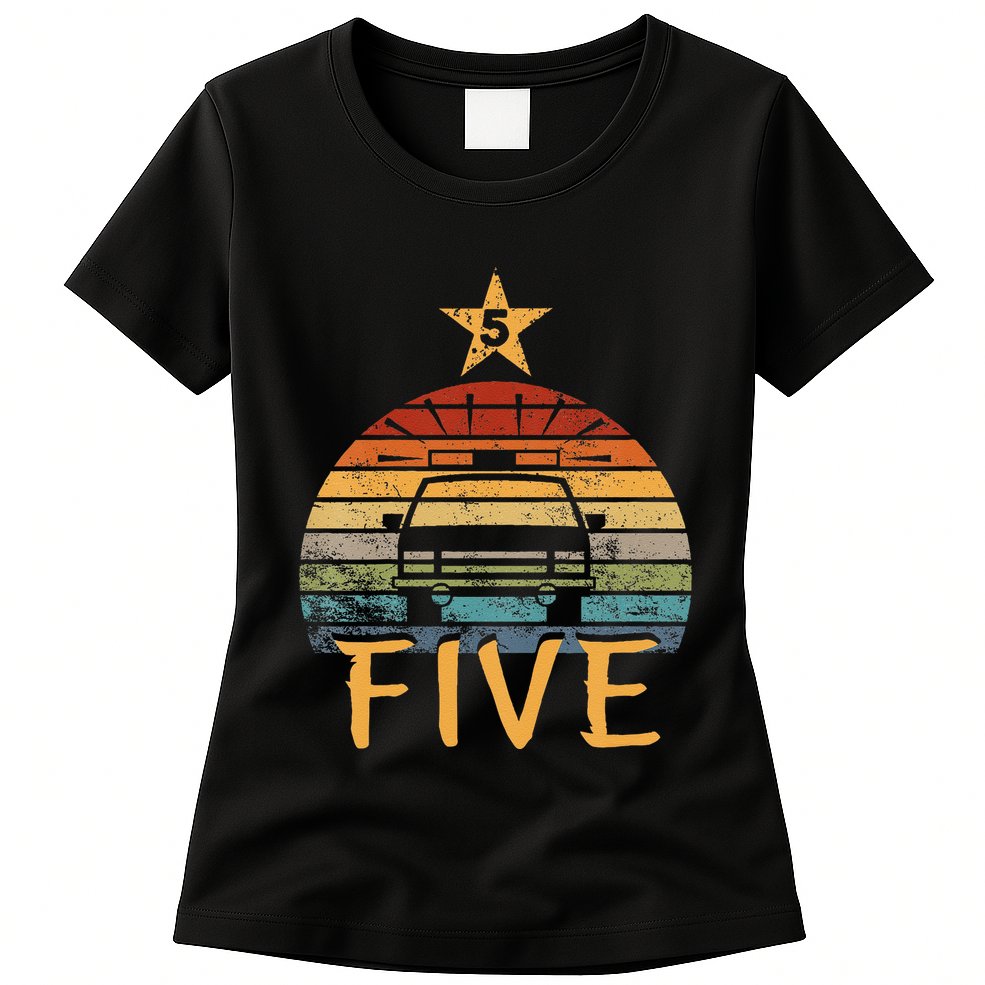 Funny Police Car Birthday 5 Year Old Policeman 5th Birthday Womens T-Shirt