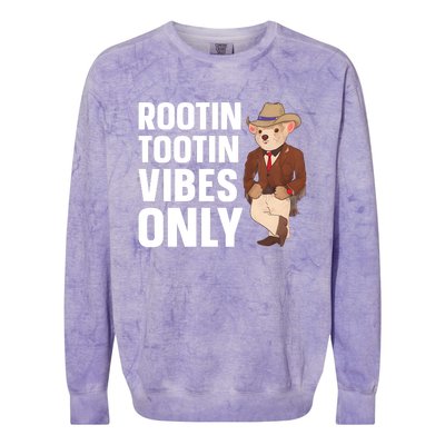 Funny Possum Cowboy Rootin Tootin Vibes Only Colorblast Crewneck Sweatshirt