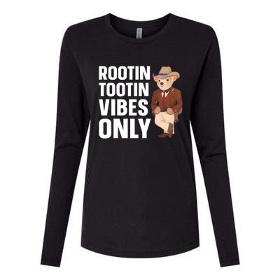 Funny Possum Cowboy Rootin Tootin Vibes Only Womens Cotton Relaxed Long Sleeve T-Shirt