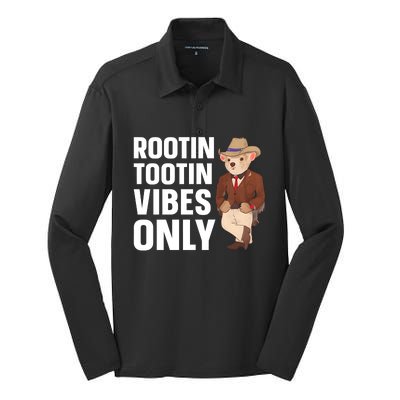 Funny Possum Cowboy Rootin Tootin Vibes Only Silk Touch Performance Long Sleeve Polo