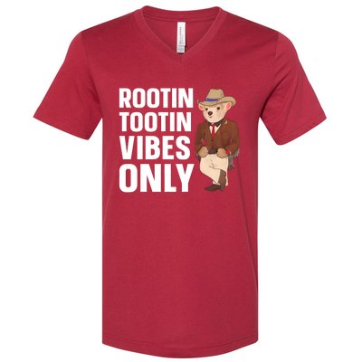 Funny Possum Cowboy Rootin Tootin Vibes Only V-Neck T-Shirt