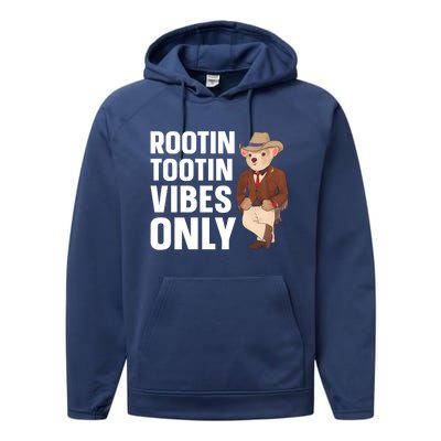 Funny Possum Cowboy Rootin Tootin Vibes Only Performance Fleece Hoodie