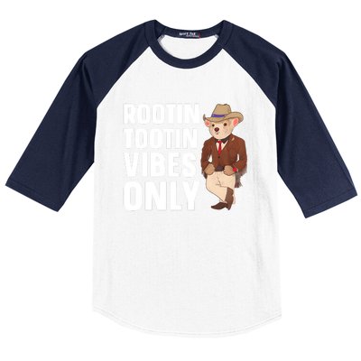 Funny Possum Cowboy Rootin Tootin Vibes Only Baseball Sleeve Shirt