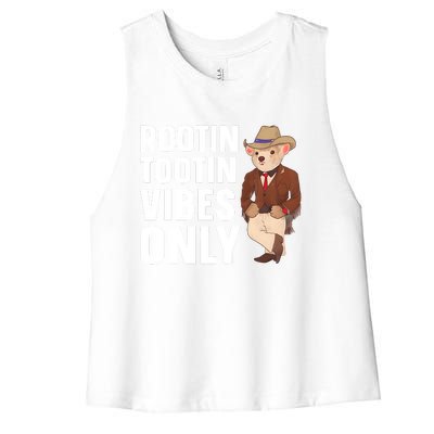 Funny Possum Cowboy Rootin Tootin Vibes Only Women's Racerback Cropped Tank